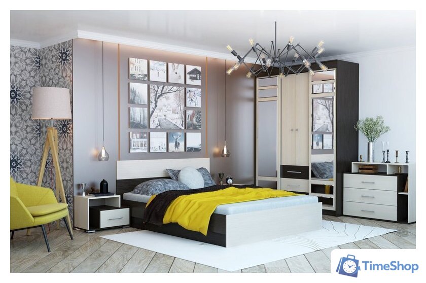 Кровать Горизонт Юнона 1.6м (венге/дуб) - Изображение №2 — Интернет-магазин Time-Shop