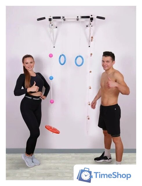 Турник Absolute Champion Оптимист АЧ 10045 (тарзанка, лестница, кольца, черный, черные ручки) - Изображение №4 — Интернет-магазин Time-Shop