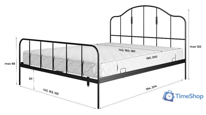 Кровать Князев Мебель Афина АФН.160.200.Ч (черный муар) - Изображение №5 — Интернет-магазин Time-Shop