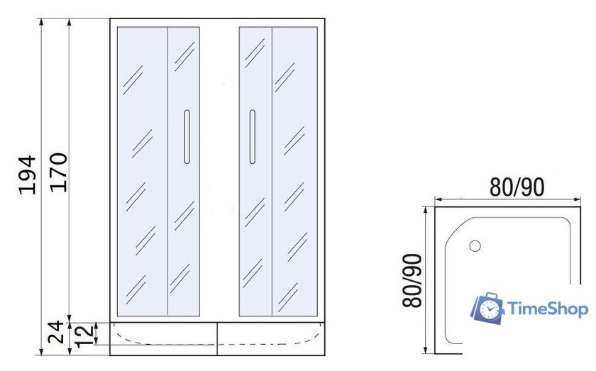 Душевой уголок River Morava 90/24 MT (с поддоном) - Изображение №3 — Интернет-магазин Time-Shop