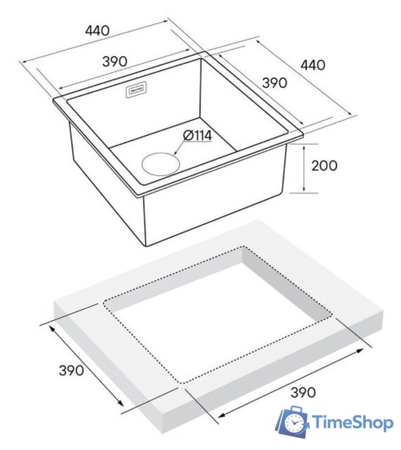 Кухонная мойка Paulmark Aller PM904444-BS - Изображение №4 — Интернет-магазин Time-Shop