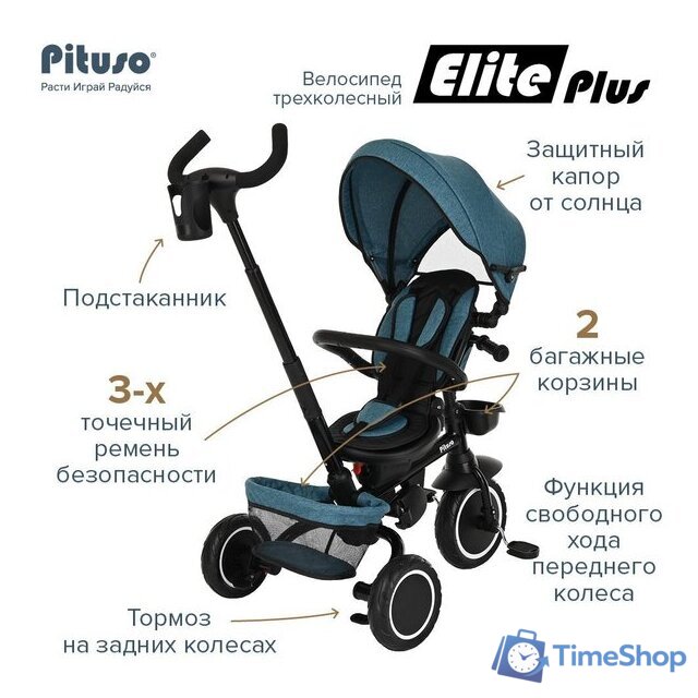 Детский велосипед Pituso Elite Plus (сине-зеленый) - Изображение №10 — Интернет-магазин Time-Shop