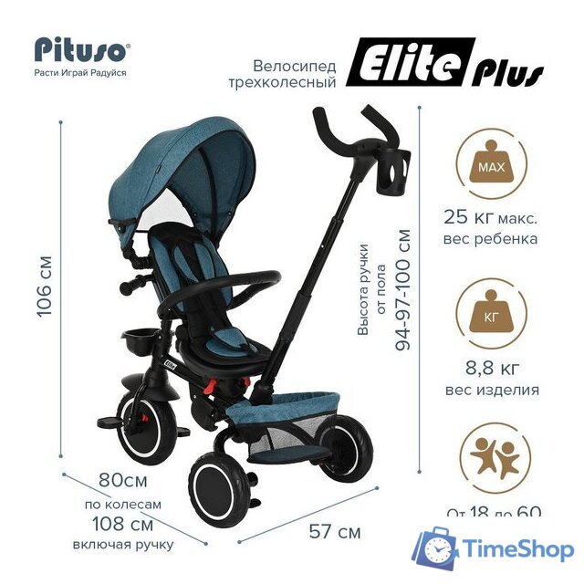Детский велосипед Pituso Elite Plus (сине-зеленый) - Изображение №6 — Интернет-магазин Time-Shop
