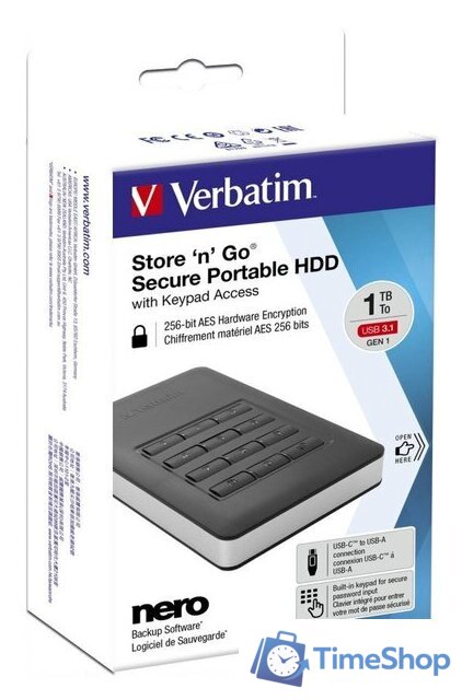 Внешний накопитель Verbatim Store 'n' Go Secure 1TB 53401 - Изображение №8 — Интернет-магазин Time-Shop