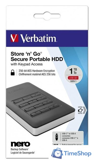 Внешний накопитель Verbatim Store 'n' Go Secure 1TB 53401 - Изображение №7 — Интернет-магазин Time-Shop