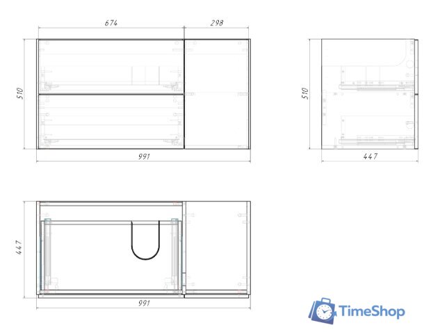  Grossman Тумба под умывальник Адель 100 см подвесная (белый) - Изображение №2 — Интернет-магазин Time-Shop