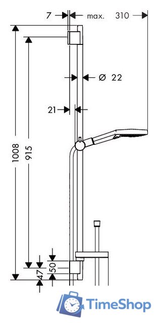 Душевой гарнитур  Hansgrohe Raindance Select S 120/Unica (26631400) - Изображение №2 — Интернет-магазин Time-Shop