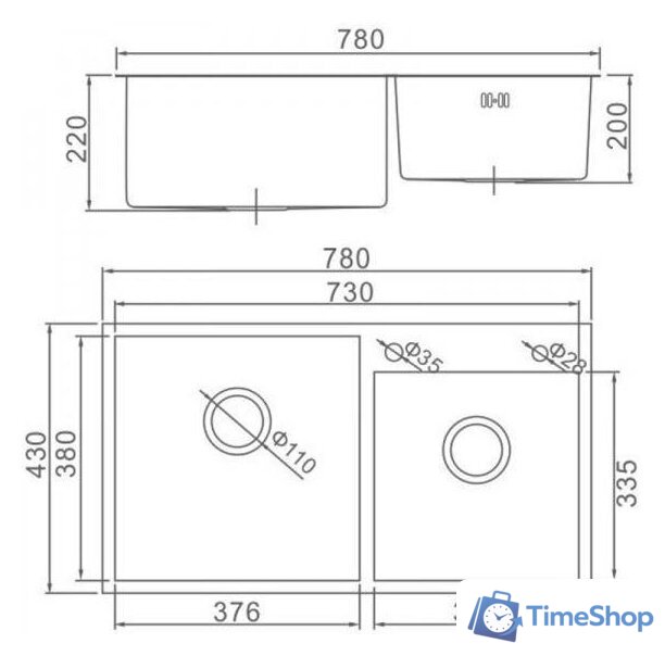 Кухонная мойка Gerhans K37843-S (нержавеющая сталь) - Изображение №2 — Интернет-магазин Time-Shop