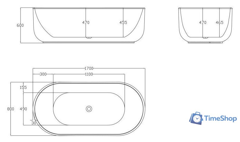 Ванна BelBagno BB401 170x80 - Изображение №4 — Интернет-магазин Time-Shop