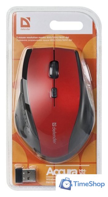 Мышь Defender Accura MM-365 (красный) - Изображение №4 — Интернет-магазин Time-Shop
