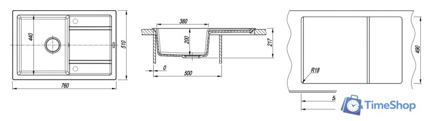 Кухонная мойка Florentina Липси 760 (коричневый) - Изображение №4 — Интернет-магазин Time-Shop