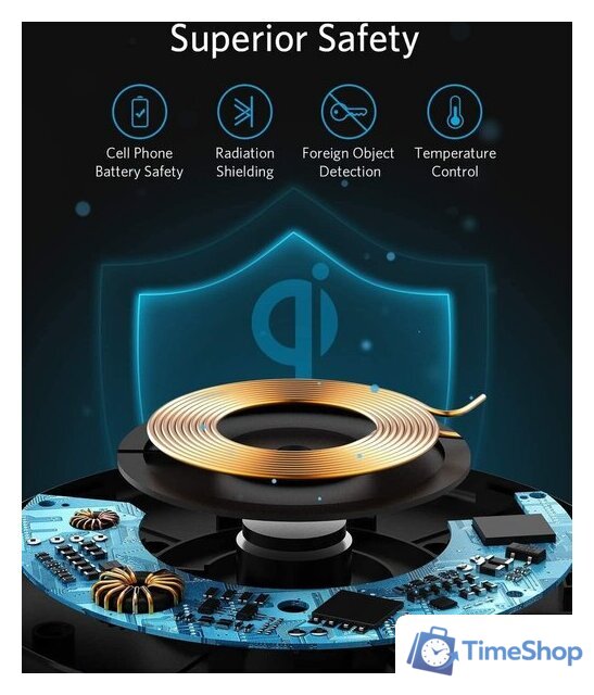 Беспроводное зарядное Anker 313 Wireless Charger Pad A2503 (черный) - Изображение №3 — Интернет-магазин Time-Shop