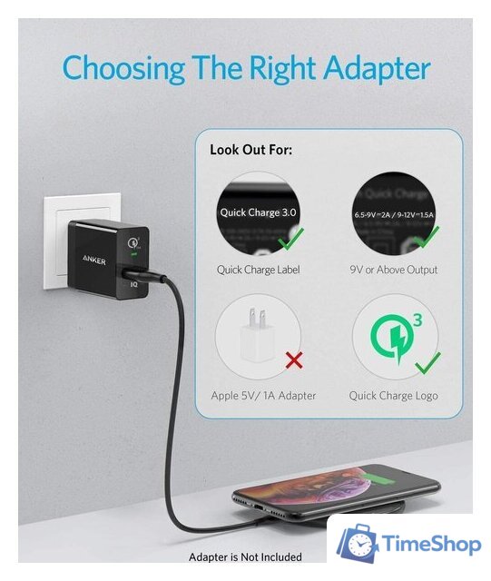Беспроводное зарядное Anker 313 Wireless Charger Pad A2503 (черный) - Изображение №2 — Интернет-магазин Time-Shop