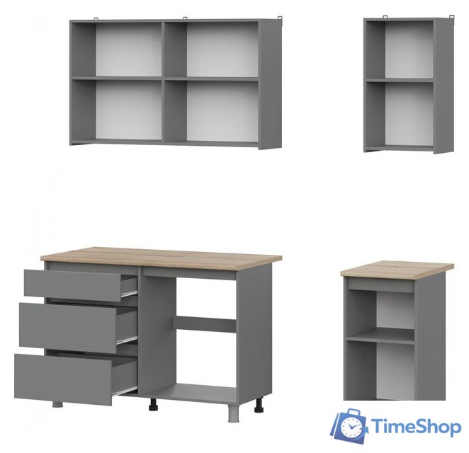 Готовая кухня Mio Tesoro Денвер 1.6м (графит серый/дуб сонома) - Изображение №6 — Интернет-магазин Time-Shop