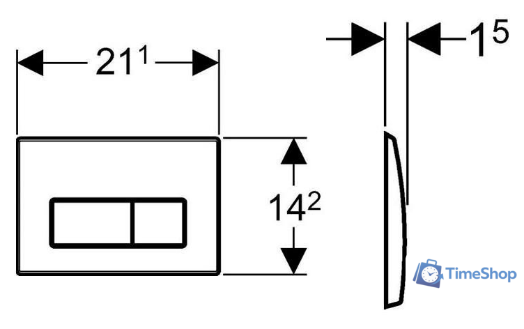 Панель смыва Geberit Kappa 50 115.260.21.1 (хром глянцевый) - Изображение №2 — Интернет-магазин Time-Shop