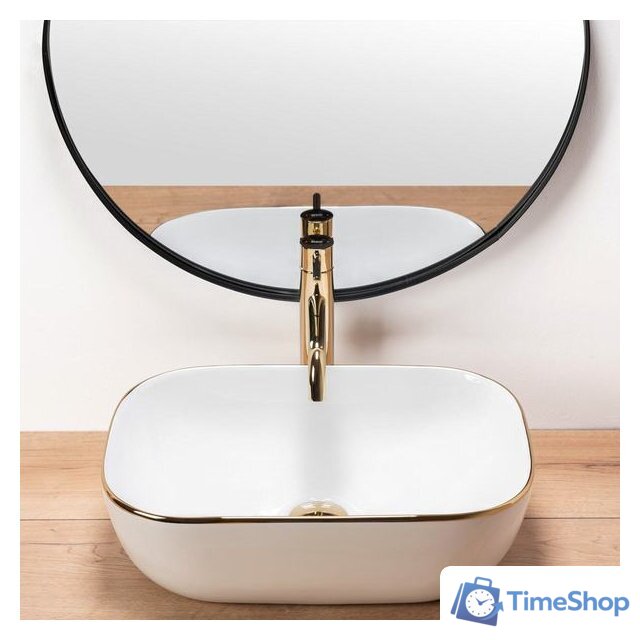 Умывальник Rea Belinda (белый матовый/золотистый) - Изображение №3 — Интернет-магазин Time-Shop