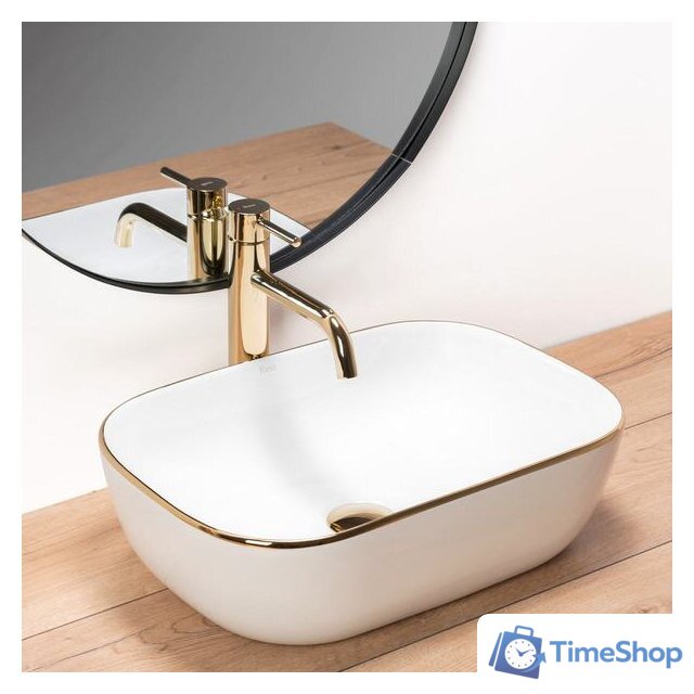 Умывальник Rea Belinda (белый матовый/золотистый) - Изображение №2 — Интернет-магазин Time-Shop