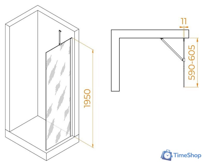 Душевая стенка RGW WA-102B 351010206-14 60 (черный/прозрачное стекло) - Изображение №2 — Интернет-магазин Time-Shop