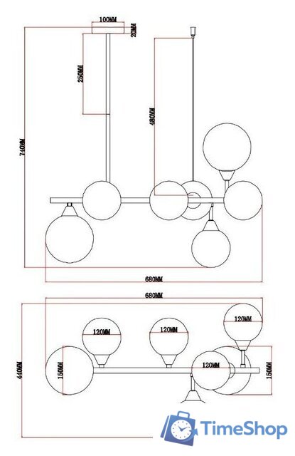 Подвесная люстра Moderli Molecule V10841-7P - Изображение №3 — Интернет-магазин Time-Shop