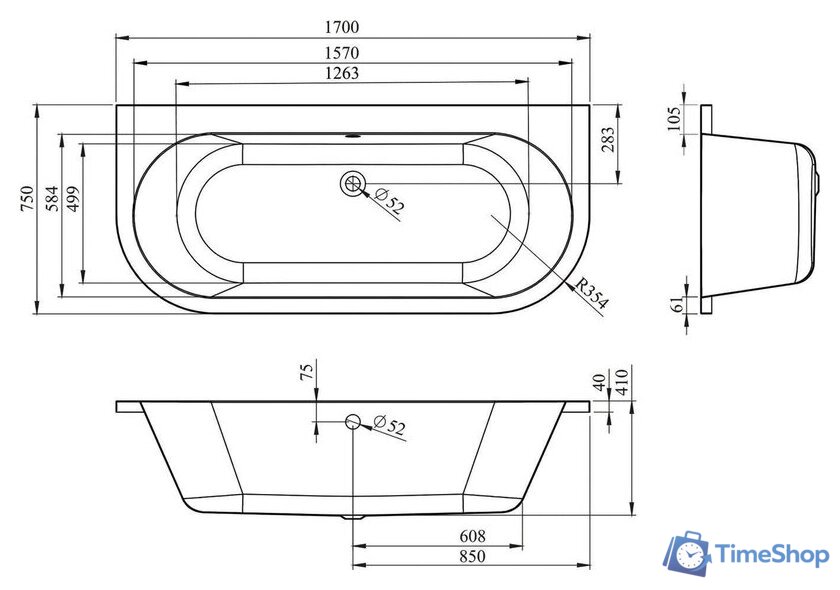Ванна Lavinia Boho Art 170x75 3708075P - Изображение №3 — Интернет-магазин Time-Shop