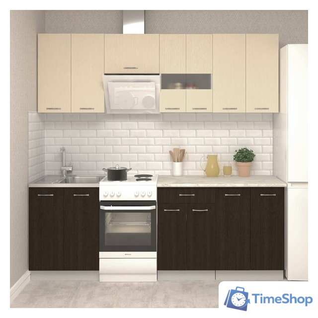 Готовая кухня Mio Tesoro Экстра-лайт 2.2 (венге светлый/венге/королевский опал) - Изображение №1 — Интернет-магазин Time-Shop