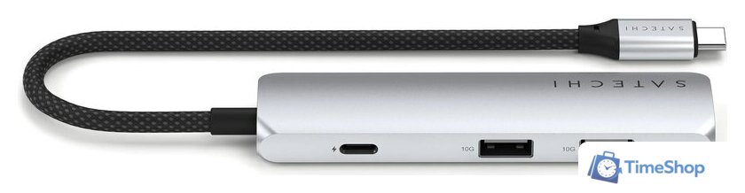 Док-станция Satechi 4-in-1 USB-C Slim Multiport Adapter 4K ST-P4SS (серебристый) - Изображение №2 — Интернет-магазин Time-Shop
