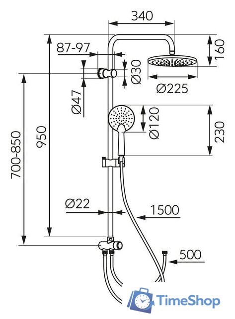 Душевая система  Ferro Coppa NP92BL - Изображение №2 — Интернет-магазин Time-Shop