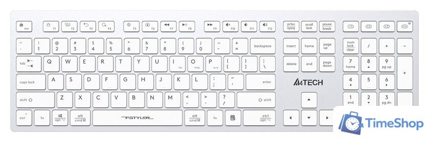 Клавиатура A4Tech Fstyler FBX50C (серебристый/белый) - Изображение №1 — Интернет-магазин Time-Shop