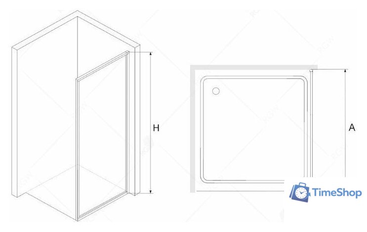 Душевая стенка RGW Z-02B 80 (черный/прозрачное стекло) - Изображение №2 — Интернет-магазин Time-Shop