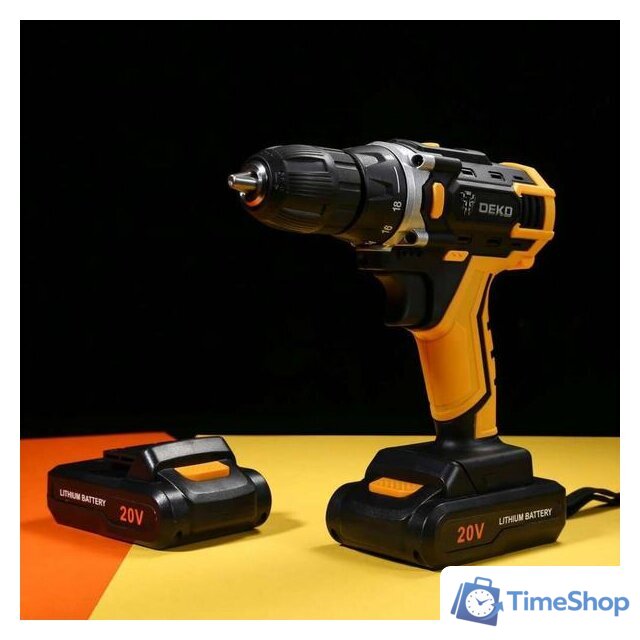 Дрель-шуруповерт Deko DKCD20FU-Li SET 3 063-4172 (с 2-мя АКБ, кейс, набор оснастки) - Изображение №4 — Интернет-магазин Time-Shop