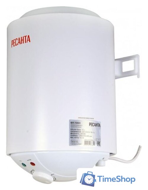 Накопительный электрический водонагреватель Ресанта ВН-10КН - Изображение №5 — Интернет-магазин Time-Shop