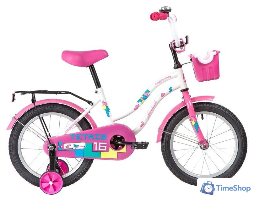 Детский велосипед Novatrack Tetris 16 2020 161TETRIS.WT20 (белый/розовый) - Изображение №1 — Интернет-магазин Time-Shop