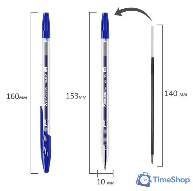Набор шариковых ручек BRAUBERG Ultra 143570 (10 шт.) - Изображение №8 — Интернет-магазин Time-Shop