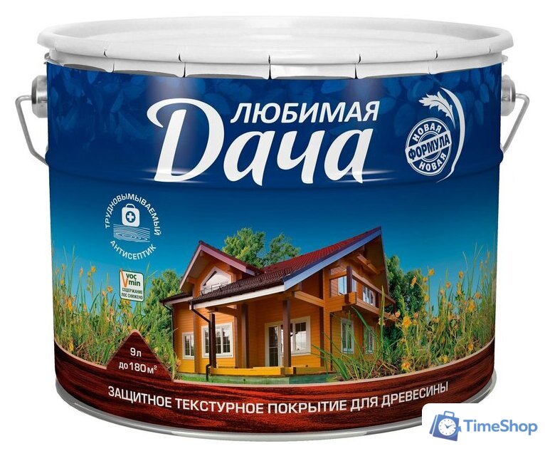 Лак Любимая Дача Защитно-декоративное покрытие для древесины (орех, 9 л) - Изображение №1 — Интернет-магазин Time-Shop