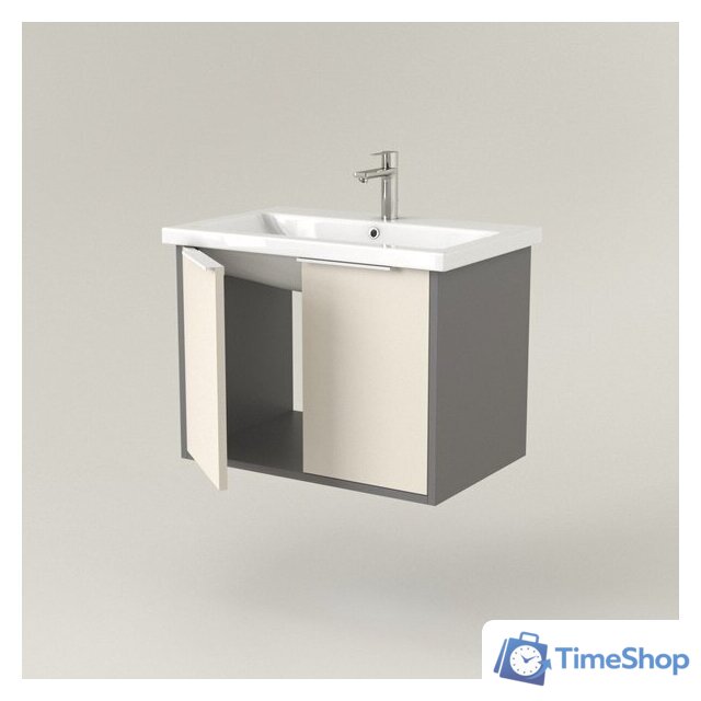  Дабер Тумба под умывальник 018 60 Т18.6.0.19Б (бежевый/серый/ручка белая) - Изображение №2 — Интернет-магазин Time-Shop