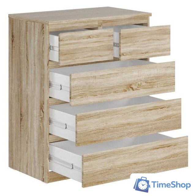 Комод Mio Tesoro Мальта 5 ящиков 80x99 2.05.02.080.3 (дуб сонома) - Изображение №3 — Интернет-магазин Time-Shop