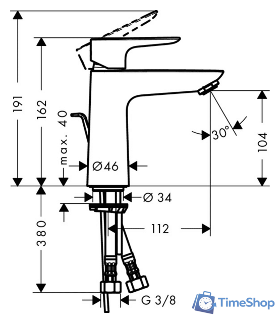 Смеситель Hansgrohe Talis E 71710000 (хром) - Изображение №2 — Интернет-магазин Time-Shop