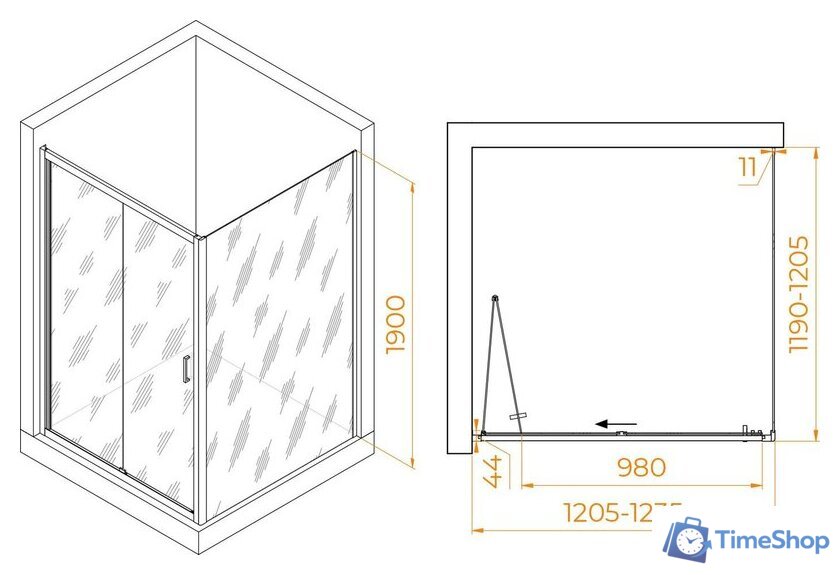 Душевой уголок RGW PA-132 (PA-21+Z-050-5) 060813222-11 120x120 (хром/прозрачное стекло) - Изображение №2 — Интернет-магазин Time-Shop