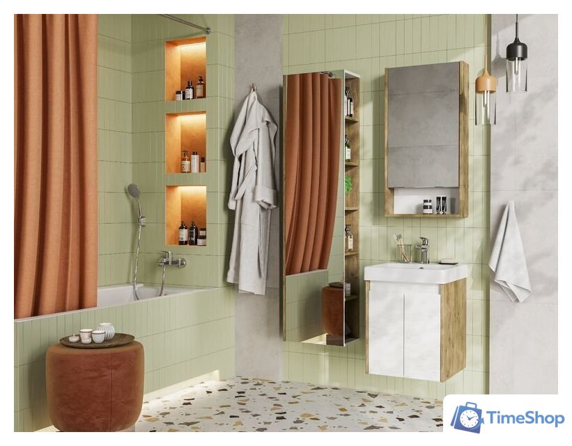  Акватон Тумба под умывальник Сканди Doors 45 1A278701SDZ90 (белый/дуб рустикальный) - Изображение №9 — Интернет-магазин Time-Shop