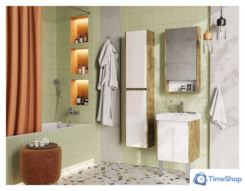  Акватон Тумба под умывальник Сканди Doors 45 1A278701SDZ90 (белый/дуб рустикальный) - Изображение №8 — Интернет-магазин Time-Shop