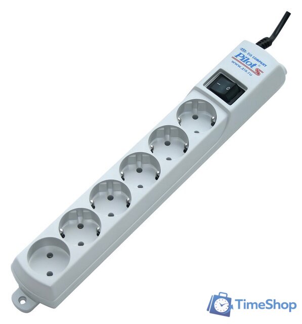 Сетевой фильтр ZIS Pilot S 6 розеток, 10 м, серый - Изображение №1 — Интернет-магазин Time-Shop