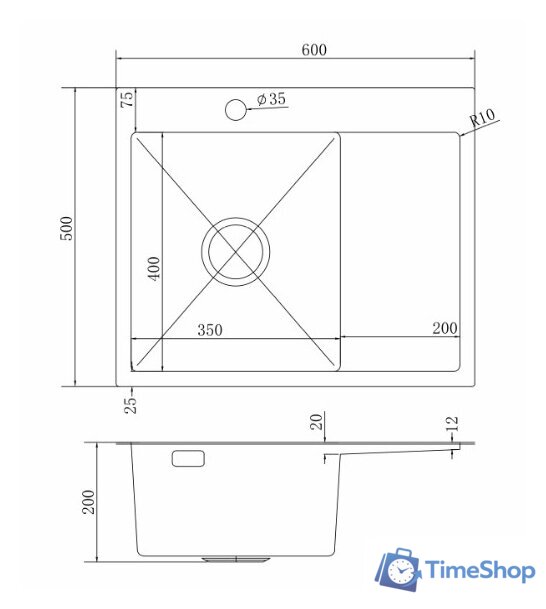 Кухонная мойка Mixline Pro 551875 левый (сатин, с сифоном) - Изображение №4 — Интернет-магазин Time-Shop