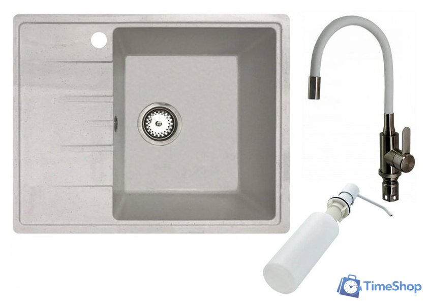 Кухонная мойка БелЭворс Mila R + смеситель W74004-3 + дозатор L405H (белый) - Изображение №1 — Интернет-магазин Time-Shop