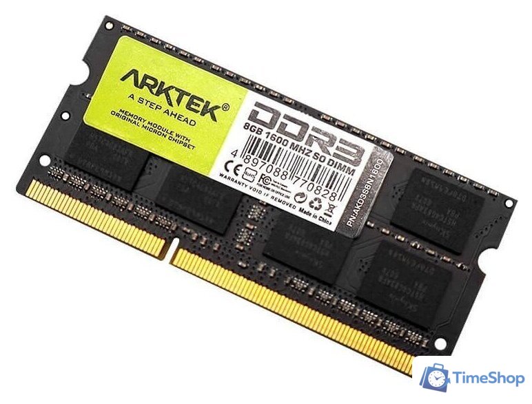 Оперативная память Arktek 8ГБ DDR3 SODIMM 1600 МГц AKD3S8N1600 - Изображение №4 — Интернет-магазин Time-Shop