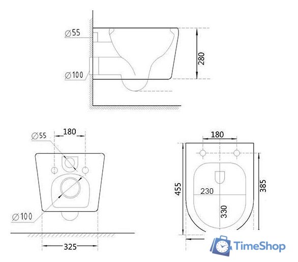 Унитаз подвесной Roxen Simple Compact 530120-01 Rimless Soft Close - Изображение №14 — Интернет-магазин Time-Shop