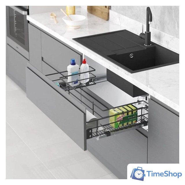 Корзина выдвижная Starax S-2353-A 80 (крепление на фасаде, антрацит) - Изображение №2 — Интернет-магазин Time-Shop