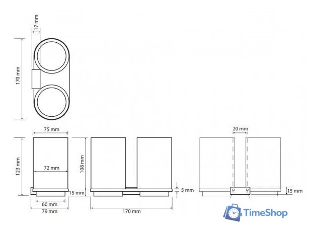 Набор стаканов для зубной щетки и пасты Bemeta Galla 108110020 - Изображение №2 — Интернет-магазин Time-Shop