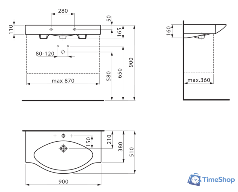 Умывальник Laufen Palace 90x51 [8117020001041] - Изображение №2 — Интернет-магазин Time-Shop