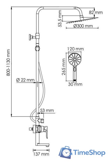 Душевая система  Wasserkraft A166.116.127.087.CH - Изображение №3 — Интернет-магазин Time-Shop
