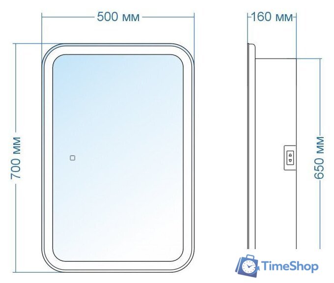  Doratiz Шкаф с зеркалом Doratiz Аква Плюс 50 2711.936 (белый,с подсветкой) - Изображение №8 — Интернет-магазин Time-Shop